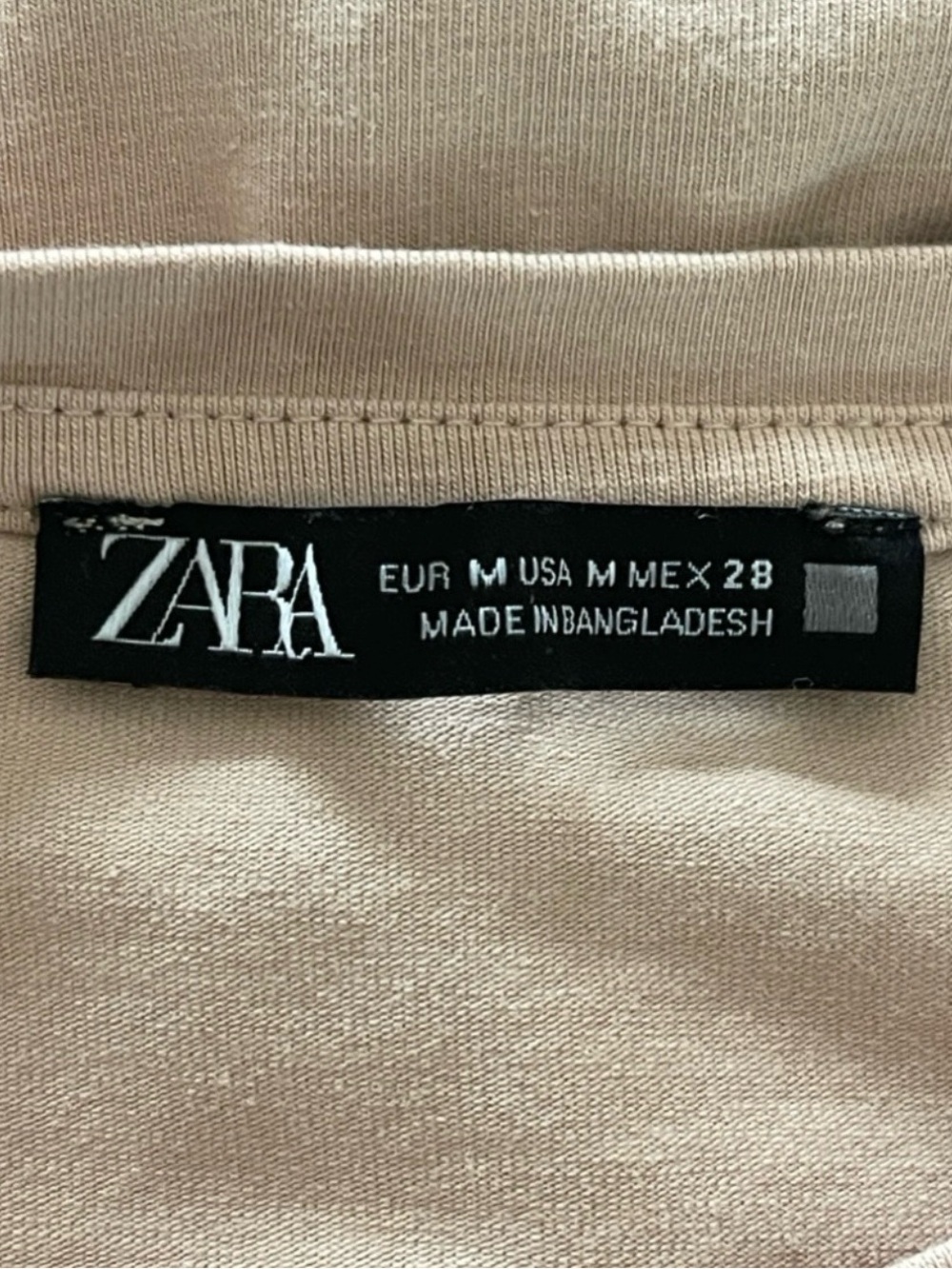 ZARA Women’s Round Neck Cropped Short Sleeve T- Shirt in Taupe Size Medium EUC - Picture 5 of 5